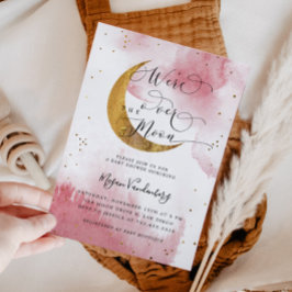 Über dem Mond Dreamy Gold Girl Babydusche Einladung