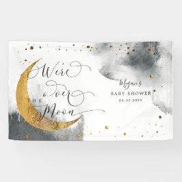 Über dem Mond Dreamy Gray Sky Babydusche Banner