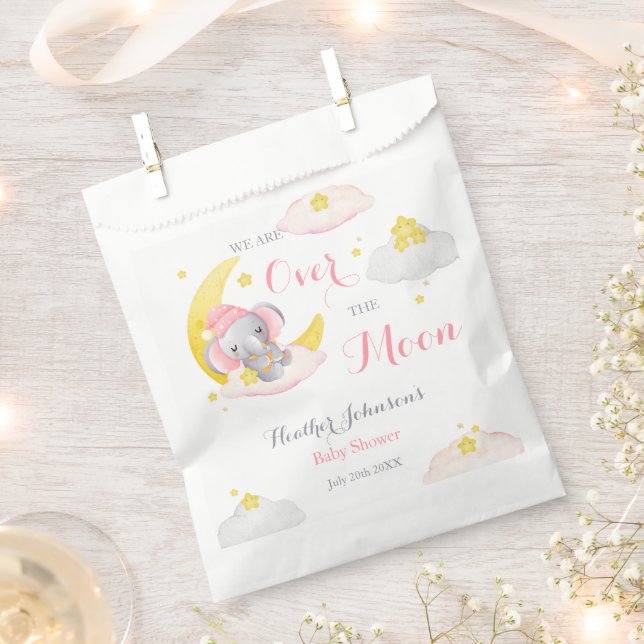 Über dem Mond Elephant Girl Babydusche Geschenktütchen (Ausgeschnitten)