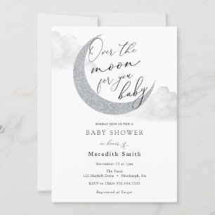 Über dem Mond für Ihr Baby Mond und Sternendusche Einladung