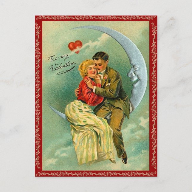 Über dem Mond für Sie Valentine Postkarte (Vorderseite)