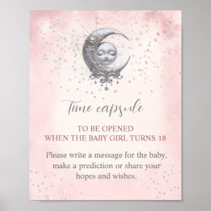 Über dem Mond Girl Baby Duschzeit Kapselunterschri Poster