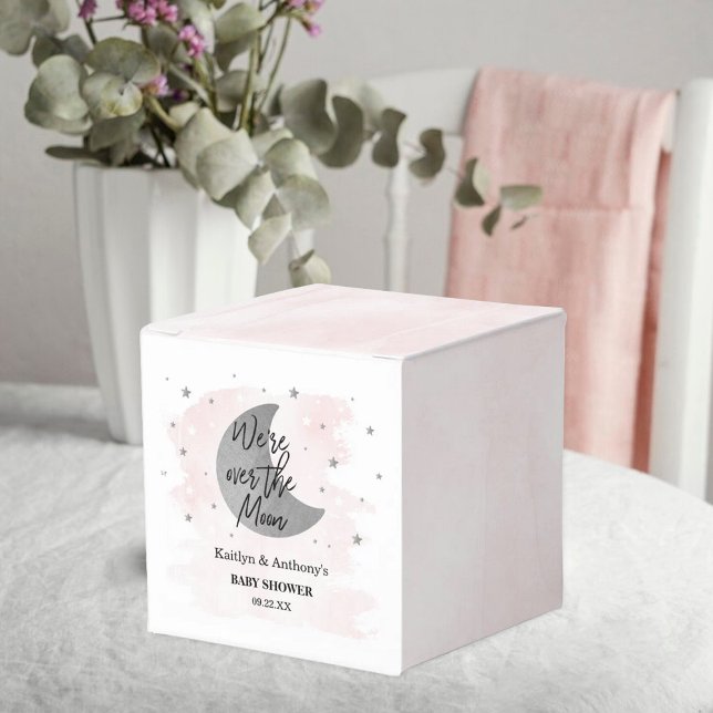 Über dem Mond | Girls Baby Shower Geschenkschachtel (Von Creator hochgeladen)