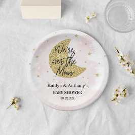 Über dem Mond | Girls Baby Shower Paper Plate Pappteller