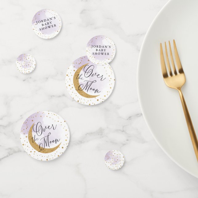 Über dem Mond, Gold Glitzer Lila Baby Dusche Konfetti (Gruppe)