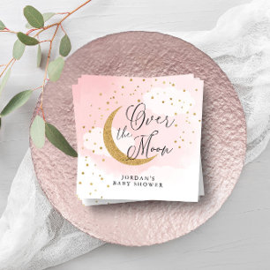 Über dem Mond Gold & Pink Babydusche Personalisier Serviette