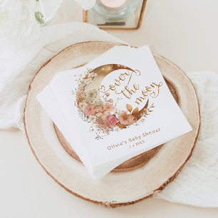 Über dem Mond goldene Blumenmoon Babydusche Serviette