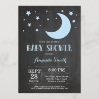 Über dem Mond-Jungen-Babyparty-Einladungs-Blau