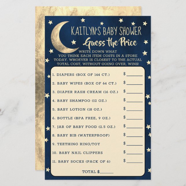 Über dem Mond | Kinderdusche schätzt das Preisspie (Vorne/Hinten)