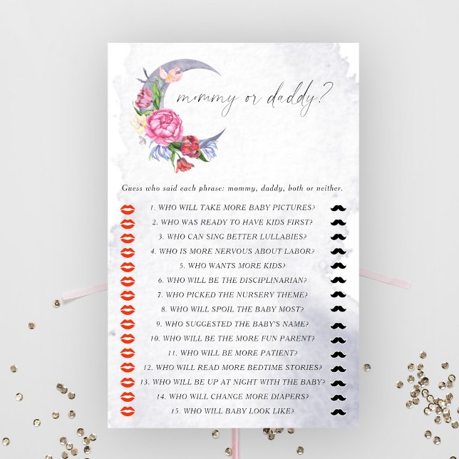 Über dem Mond - Mama oder Papa-Baby-Duschspiel (Von Creator hochgeladen)