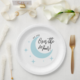 Über dem Mond Minimalistische Babydusche Pappteller