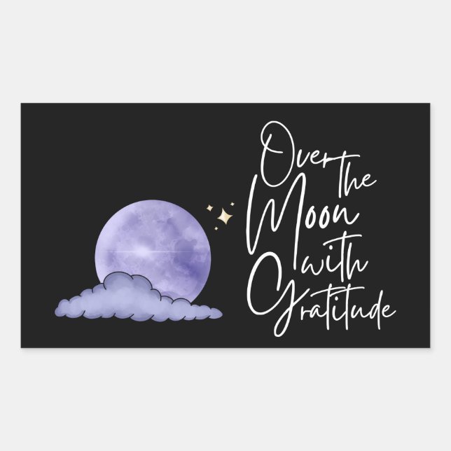Über dem Mond mit Dankeschön-Aufkleber Rechteckiger Aufkleber (Vorderseite)