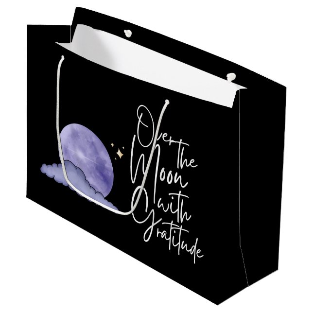 Über dem Mond mit Dankeschön-Tasche Große Geschenktüte (Vorderseite Schrägansicht)