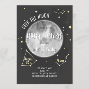 Über dem Mond   Moon & Stars Kinderdusche Einladung