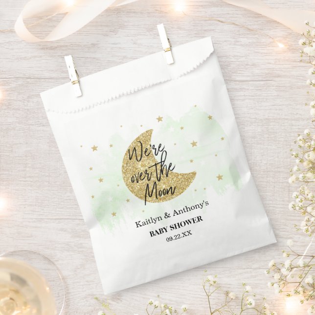 Über dem Mond | Neutrale Babydusche Geschenktütchen (Ausgeschnitten)