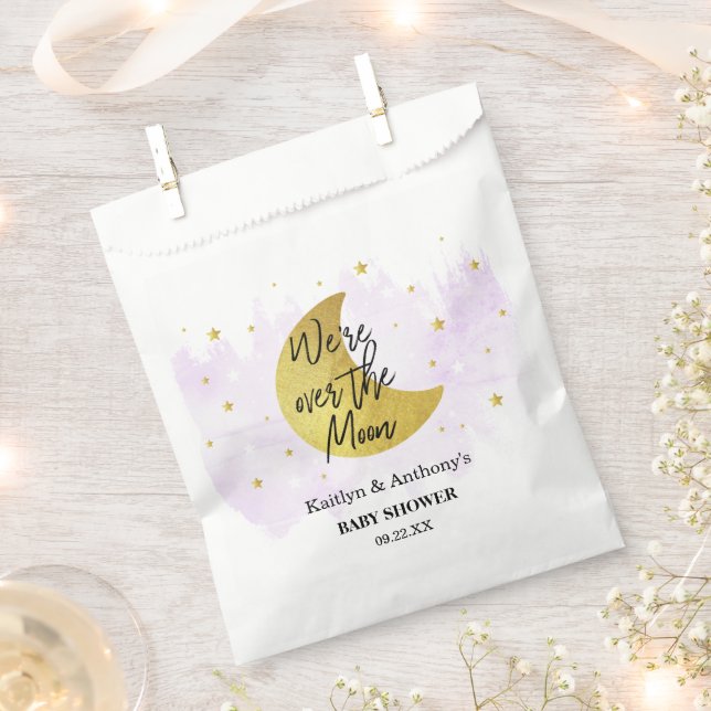 Über dem Mond | Neutrale Babydusche Geschenktütchen (Ausgeschnitten)
