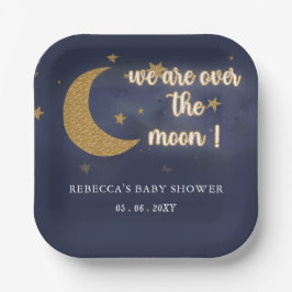 Über dem Mond - Neutrale Babydusche Pappteller