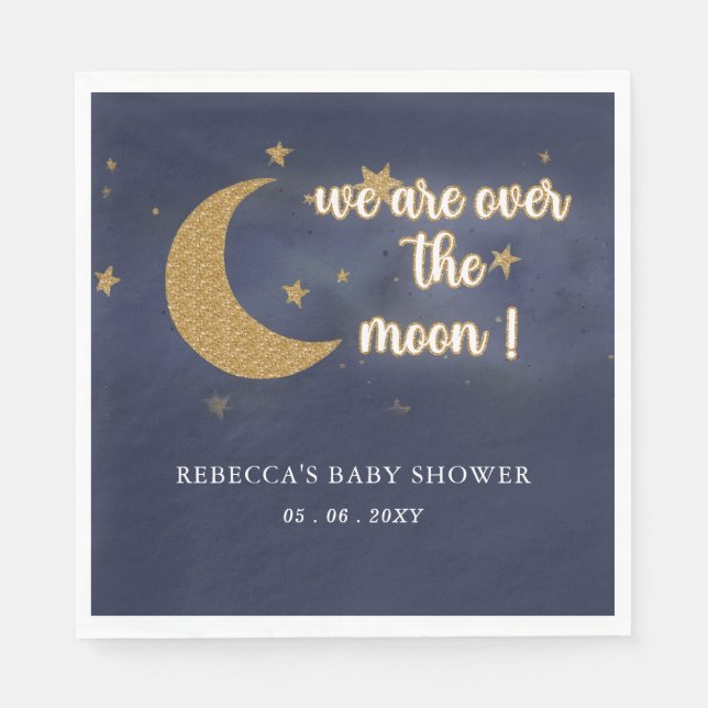 Über dem Mond - Neutrale Babydusche Serviette (Vorderseite)