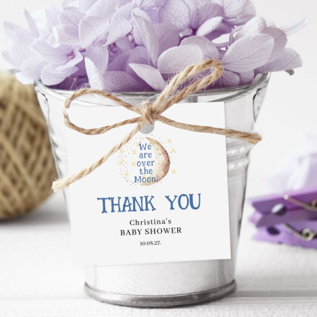 Über dem Mond Niedlich Blue Boy Baby Duschplatz Geschenkanhänger (Von Creator hochgeladen)