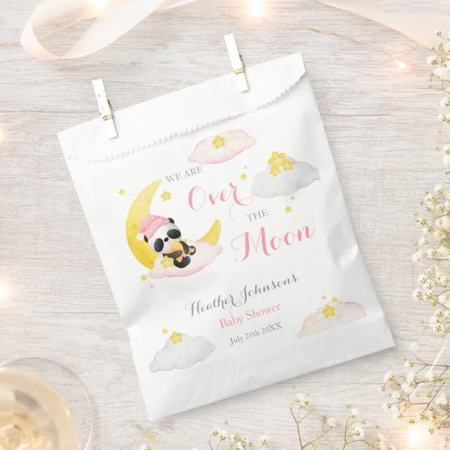 Über dem Mond Panda Bear Girl Babydusche Geschenktütchen (Ausgeschnitten)