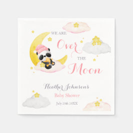 Über dem Mond Panda Bear Girl Babydusche Serviette