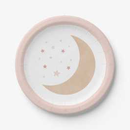 Über dem Mond Pink Girl Babydusche Pappteller