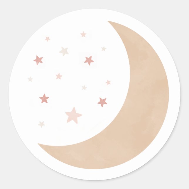 Über dem Mond Pink Girl Babydusche Runder Aufkleber (Vorderseite)