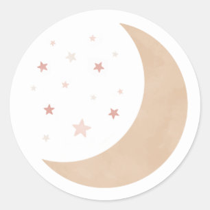 Über dem Mond Pink Girl Babydusche Runder Aufkleber
