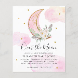 Über dem Mond Pink Gold Floral Girl Babydusche