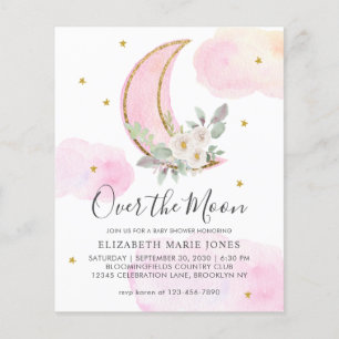 Über dem Mond Pink Gold Floral Girl Babydusche