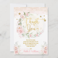 Über dem Mond Pink Gold Floral Stars Baby Dusche