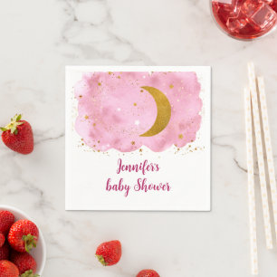 Über dem Mond Pink Gold Galaxy Baby Dusche Serviette