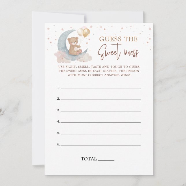 Über dem Mond rächen Sie die Sweet Mess Game Card Einladung (Vorderseite)
