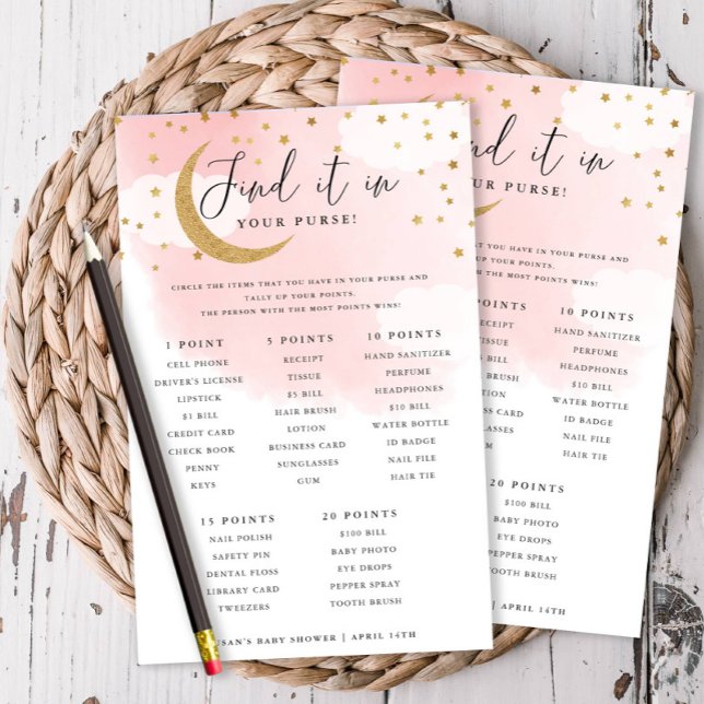 Über dem Mond Rosa Purpurpur Jagdkarte Flyer (Von Creator hochgeladen)