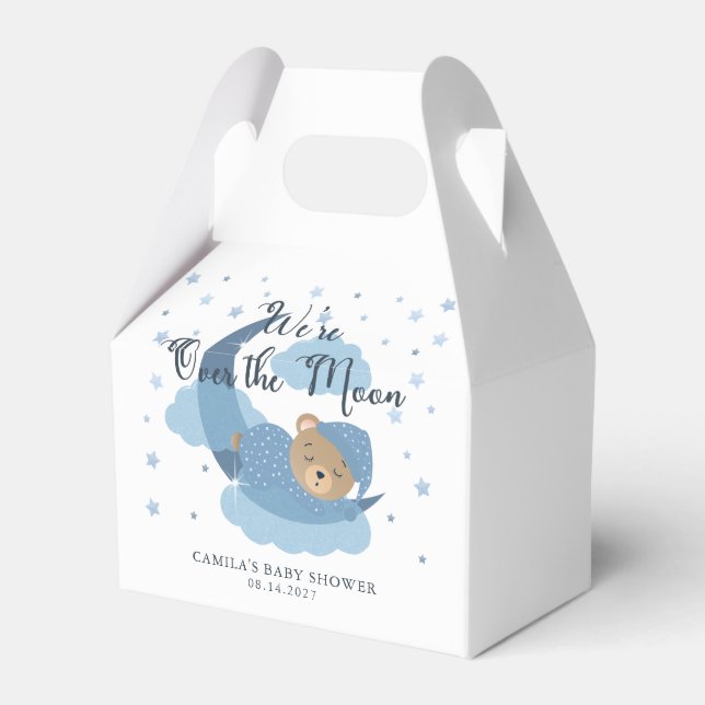Über dem Mond schlafende Bärenmädchen-Babydusche Geschenkschachtel (Vorderseite)