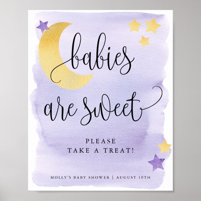 Über dem Mond sind Lila Babys süß Poster (Vorne)