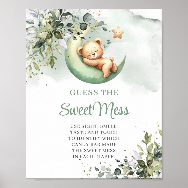 Über dem Mond Teddy Bär Guess The Sweet Mess Spiel Poster (Vorne)
