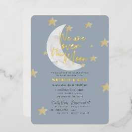 Über dem Mond und den Sternen Babydusche Folieneinladung