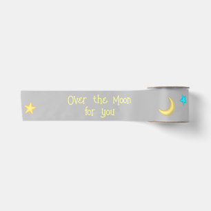 Über dem Mond und Sternen Benutzerdefinierter Text Satinband