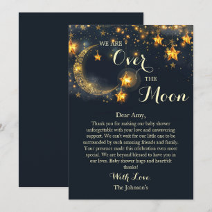 Über dem Mond Whimsical Neutral Baby Dusche Dankeskarte