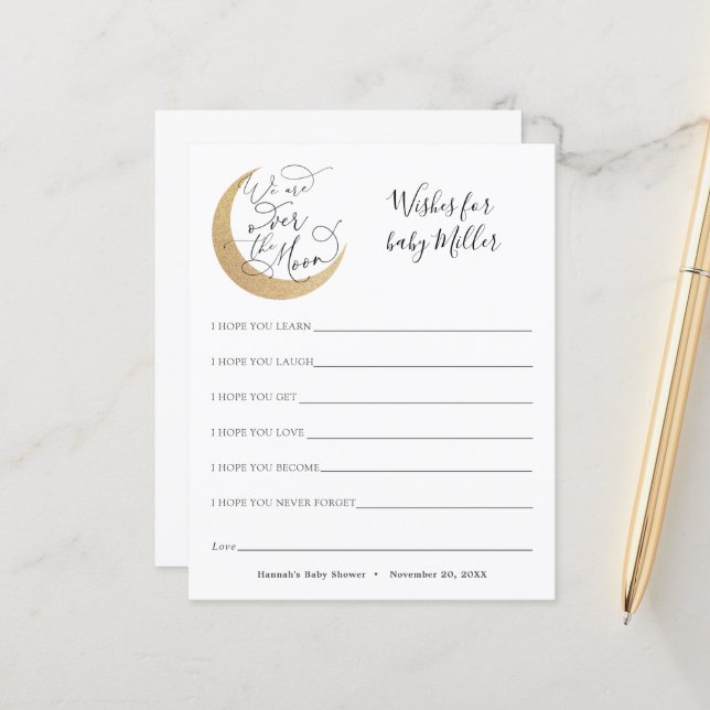 Über dem Mond Wünsche für das Baby (Vorderseite/Rückseite Beispiel)