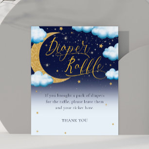 Über dem Moon Boy Babydusche Windeln Raffelzeichen Poster