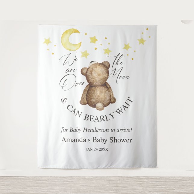 Über dem Moon Teddy Bear Babydusche im Hintergrund Wandteppich (Vorderseite)