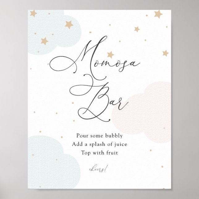 Über dem Moon Twinkle Star Blue und Pink Momosa Poster (Vorne)