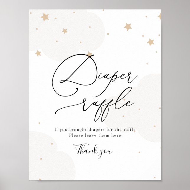 Über dem Moon Twinkle Star Diaper Raffle Sign Poster (Vorne)