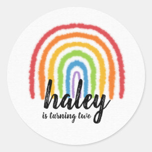 Über dem Rainbow Watercolor Geburtstagsaufkleber Runder Aufkleber