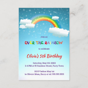 Über dem Regenbogen-Geburtstags-Party Einladung
