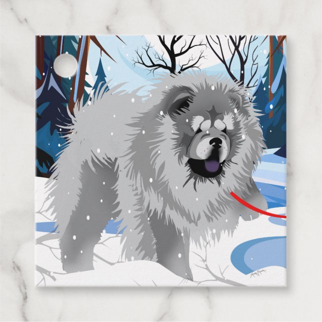 ÜBER DEM RIVER Blue Chow Geschenketiketten vorne u Geschenkanhänger (Vorderseite)