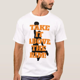 Über dem Ziel | Basketball-Phrase mit orangefarben T-Shirt