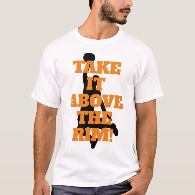 Über dem Ziel | Basketball-Phrase mit orangefarben T-Shirt (Vorderseite)